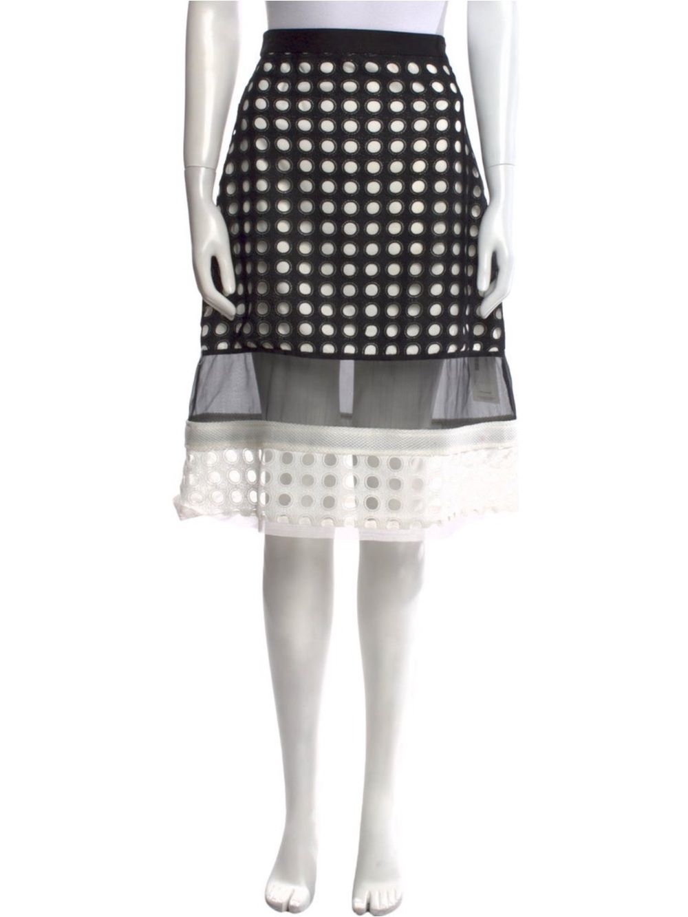 Alexis white and black polka dot skirt